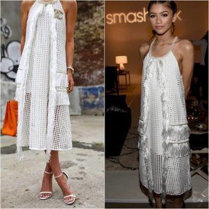 SELF-PORTRAIT Fringed Pearl Embellished Midi Length Tent Dress
Size: S | US4 UK8